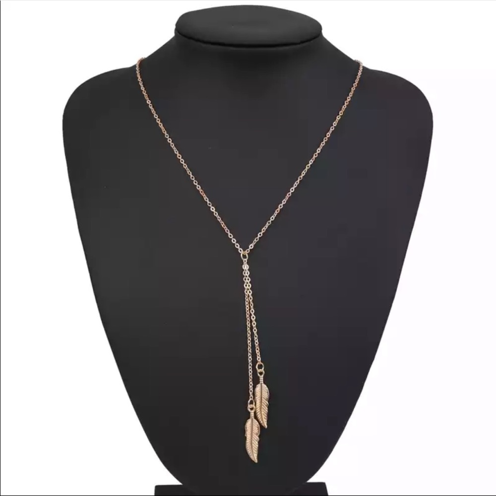 New Fashion Long Gold Color Leaves Choker Pendant Necklace - Picture 2 of 7